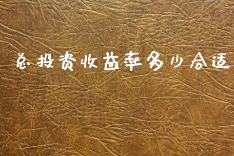总投资收益率多少合适_https://m.eyunqq.com_基金交易_第1张