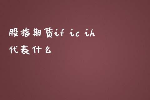 股指期货if ic ih代表什么_https://m.eyunqq.com_基金交易_第1张