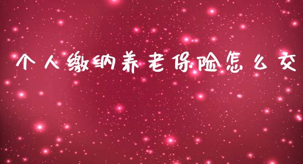 个人缴纳养老保险怎么交_https://m.eyunqq.com_期货投资学习_第1张