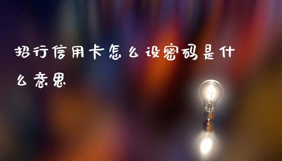 招行信用卡怎么设密码是什么意思_https://m.eyunqq.com_基金交易_第1张