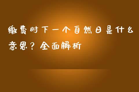缴费时下一个自然日是什么意思？全面解析_https://m.eyunqq.com_基金交易_第1张
