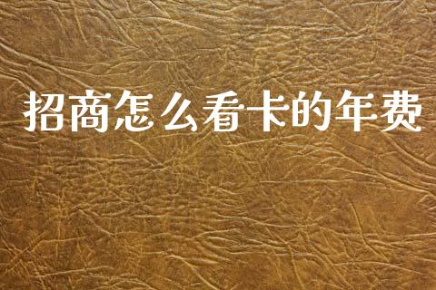 招商怎么看卡的年费_https://m.eyunqq.com_融资融券_第1张