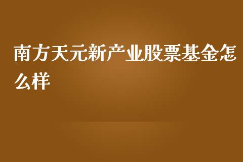 南方天元新产业股票基金怎么样_https://m.eyunqq.com_新股申购_第1张