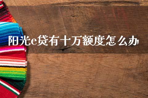 阳光e贷有十万额度怎么办_https://m.eyunqq.com_期货投资学习_第1张