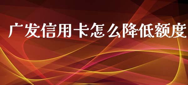 广发信用卡怎么降低额度_https://m.eyunqq.com_期货投资学习_第1张