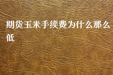 期货玉米手续费为什么那么低_https://m.eyunqq.com_新股申购_第1张
