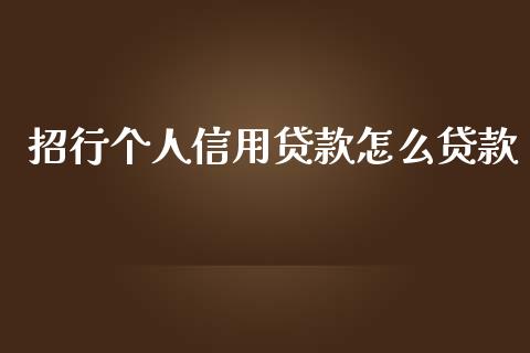 招行个人信用贷款怎么贷款_https://m.eyunqq.com_期货投资学习_第1张