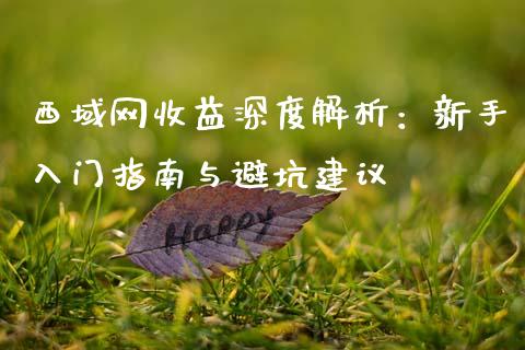 西域网收益深度解析：新手入门指南与避坑建议_https://m.eyunqq.com_期货投资学习_第1张