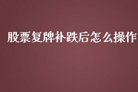 股票复牌补跌后怎么操作_https://m.eyunqq.com_新股申购_第1张
