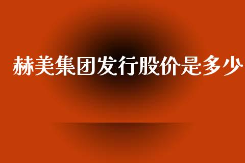 赫美集团发行股价是多少_https://m.eyunqq.com_融资融券_第1张