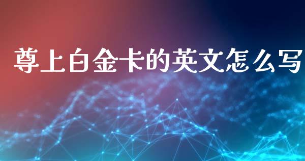 尊上白金卡的英文怎么写_https://m.eyunqq.com_融资融券_第1张