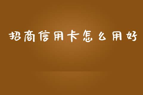 招商信用卡怎么用好_https://m.eyunqq.com_基金交易_第1张
