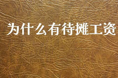 为什么有待摊工资_https://m.eyunqq.com_基金交易_第1张