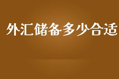 外汇储备多少合适_https://m.eyunqq.com_基金交易_第1张