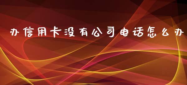 办信用卡没有公司电话怎么办_https://m.eyunqq.com_期货投资学习_第1张
