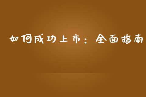 如何成功上市：全面指南_https://m.eyunqq.com_新股申购_第1张