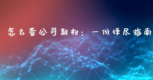 怎么查公司期权:一份详尽指南_新股申购_第1张_期货投资学习_新股申购_融资融券_基金交易 怎么查公司期权:一份详尽指南_https://m.eyunqq.com_新股申购_第1张