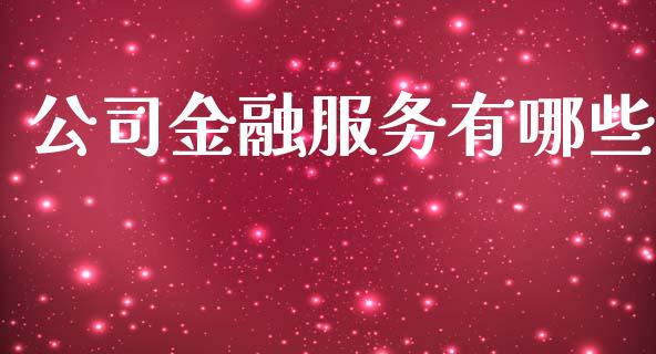 公司金融服务有哪些_https://m.eyunqq.com_融资融券_第1张