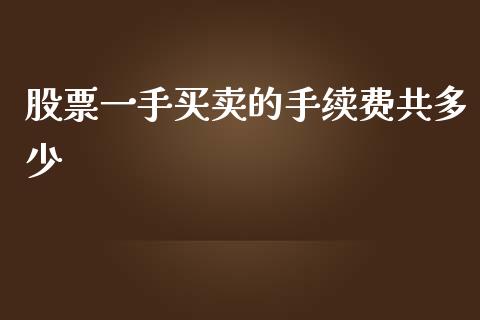股票一手买卖的手续费共多少_https://m.eyunqq.com_期货投资学习_第1张