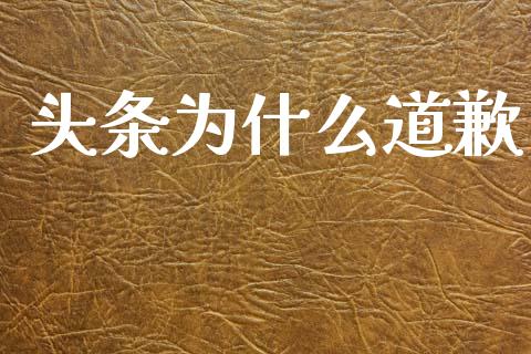 头条为什么道歉_https://m.eyunqq.com_新股申购_第1张