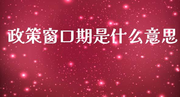 政策窗口期是什么意思_https://m.eyunqq.com_融资融券_第1张