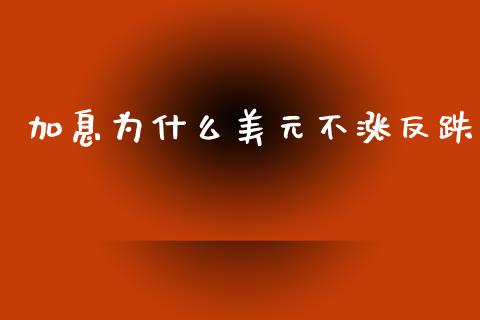 加息为什么美元不涨反跌_https://m.eyunqq.com_期货投资学习_第1张