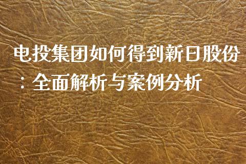 电投集团如何得到新日股份：全面解析与案例分析_https://m.eyunqq.com_基金交易_第1张