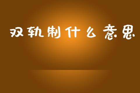 双轨制什么意思_https://m.eyunqq.com_基金交易_第1张