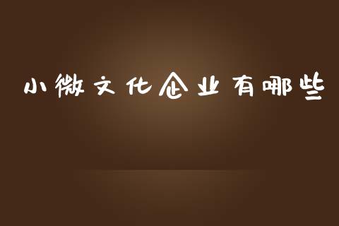 小微文化企业有哪些_https://m.eyunqq.com_基金交易_第1张