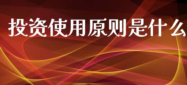 投资使用原则是什么_https://m.eyunqq.com_期货投资学习_第1张