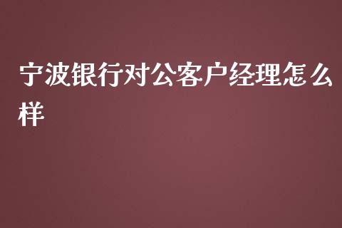 宁波银行对公客户经理怎么样_https://m.eyunqq.com_新股申购_第1张