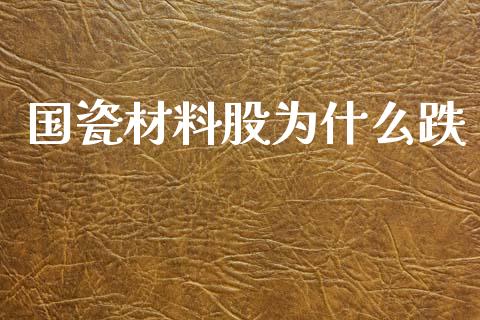国瓷材料股为什么跌_https://m.eyunqq.com_新股申购_第1张