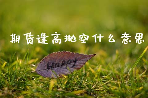 期货逢高抛空什么意思_https://m.eyunqq.com_新股申购_第1张