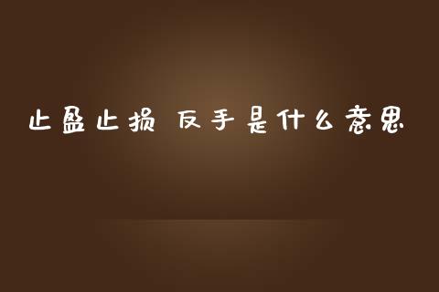 止盈止损 反手是什么意思_https://m.eyunqq.com_新股申购_第1张