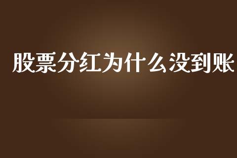 股票分红为什么没到账_https://m.eyunqq.com_期货投资学习_第1张