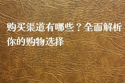 购买渠道有哪些？全面解析你的购物选择_https://m.eyunqq.com_期货投资学习_第1张