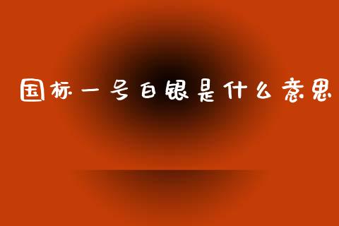 国标一号白银是什么意思_https://m.eyunqq.com_基金交易_第1张