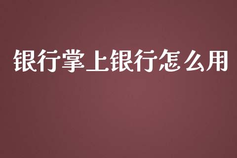 银行掌上银行怎么用_https://m.eyunqq.com_融资融券_第1张