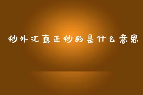 炒外汇真正炒的是什么意思_https://m.eyunqq.com_期货投资学习_第1张