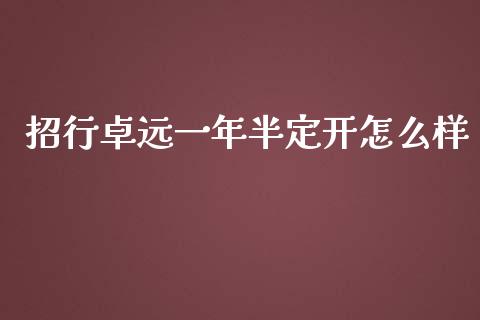 招行卓远一年半定开怎么样_https://m.eyunqq.com_期货投资学习_第1张