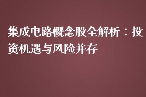 集成电路概念股全解析：投资机遇与风险并存_https://m.eyunqq.com_新股申购_第1张