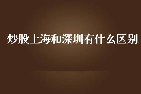 炒股上海和深圳有什么区别_https://m.eyunqq.com_基金交易_第1张
