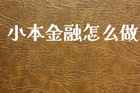 小本金融怎么做_https://m.eyunqq.com_基金交易_第1张