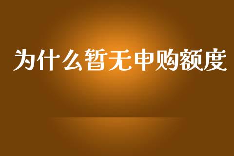 为什么暂无申购额度_https://m.eyunqq.com_新股申购_第1张