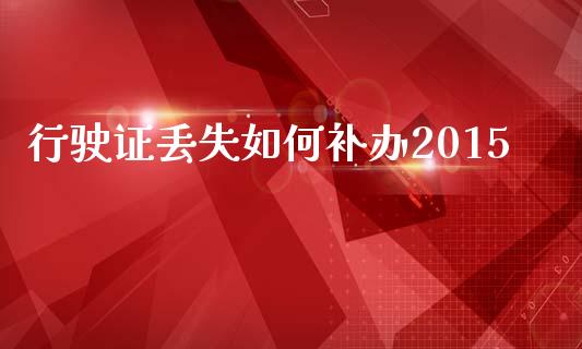 行驶证丢失如何补办2015_https://m.eyunqq.com_期货投资学习_第1张