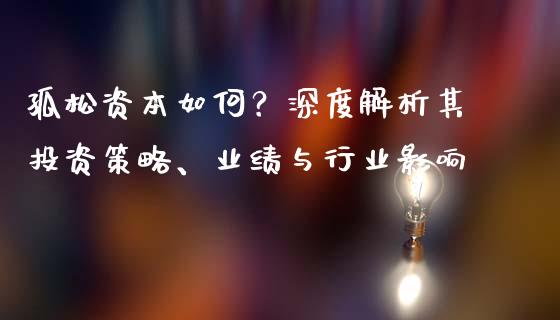 孤松资本如何？深度解析其投资策略、业绩与行业影响_https://m.eyunqq.com_基金交易_第1张