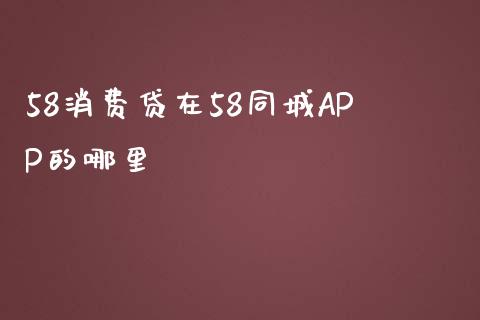 58消费贷在58同城APP的哪里_https://m.eyunqq.com_新股申购_第1张