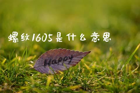 螺纹1605是什么意思_https://m.eyunqq.com_融资融券_第1张