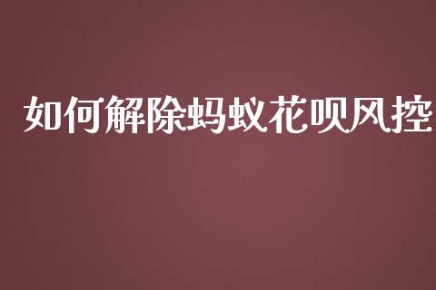 如何解除蚂蚁花呗风控_https://m.eyunqq.com_期货投资学习_第1张