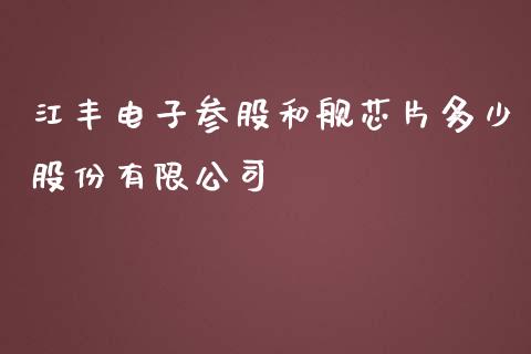 江丰电子参股和舰芯片多少股份有限公司_https://m.eyunqq.com_基金交易_第1张